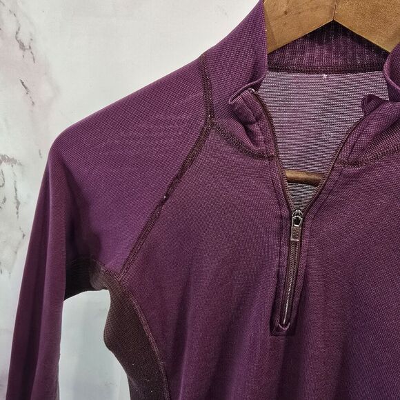 Patagonia Shirt Womens XS Burgundy Active Quarter Zip Long Sleeve Crop - Picture 2 of 11